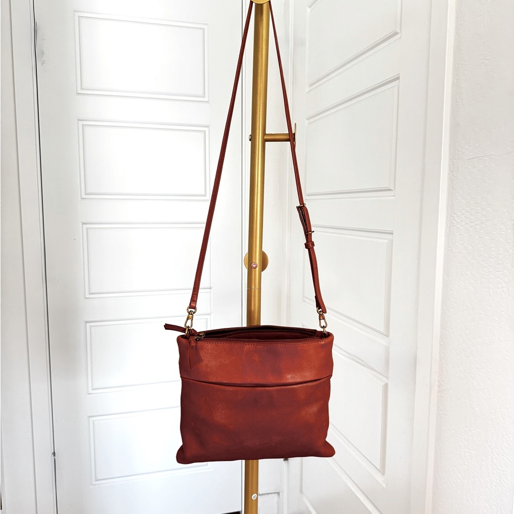 Indie Sleaze Vintage Vibe Women's Slim Leather Crossbody Bag Adjustable Strap